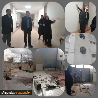 حضور معاونت  اداری و مالی دانشگاه ملی مهارت استان زنجان جناب آقای مصطفوی و هیات همراه  جهت نظارت بر روند تعمیرات وبازسازی های انجام شده در آموزشکده قائم